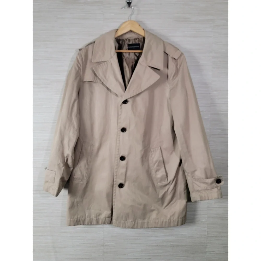 Banana‎ Republic Trench Coat Men's XL Beige Lined Vented Back Single Breasted